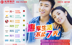 【北京银行】最新周周刷开始！大奖100元电子券